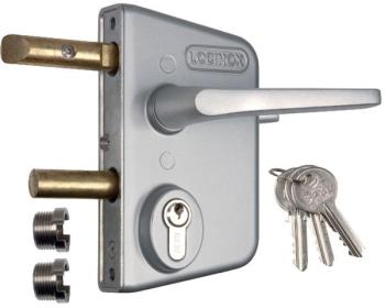 Serrure de portail en applique argent - Clé I - Ax