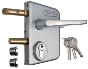 Serrure de portail en applique argent - Clé I - Ax