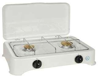 Réchaud gaz 2 brûleurs émaillé blanc Kitchen Chef Professional Réchaud gaz 2 brûleurs émaillé
