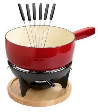 INVICTA - service à fondue savoyarde rouge rubis -