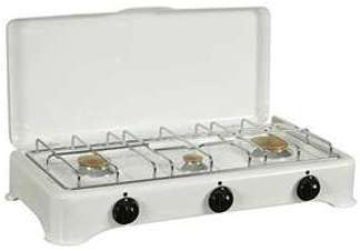 Réchaud gaz 3 brûleurs émaillé blanc Kitchen Chef Professional Réchaud gaz 3 brûleurs émaillé