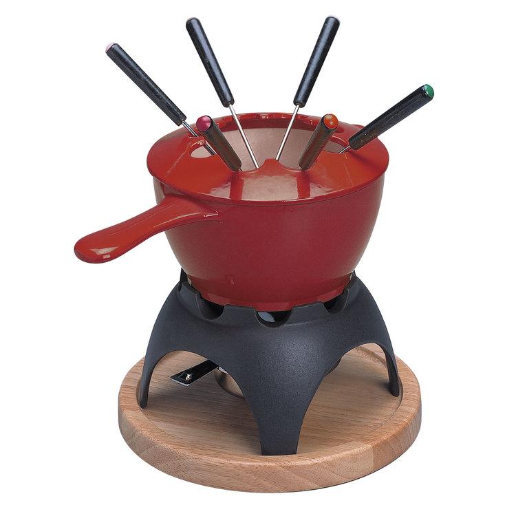 Service à fondue en fonte avec support 6 fourchettes Service à fondue en fonte