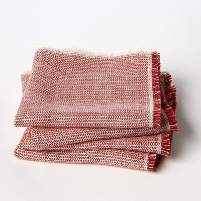 Serviette table Linette, lin chevrons (lot de 4) -