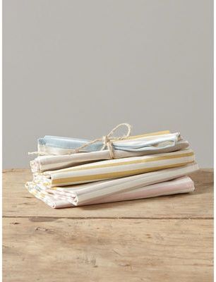 Serviette de table rayée tissé-teint par lot de 4