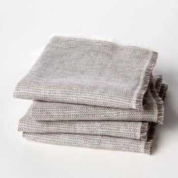Serviette table Linette, lin chevrons (lot de 4) -