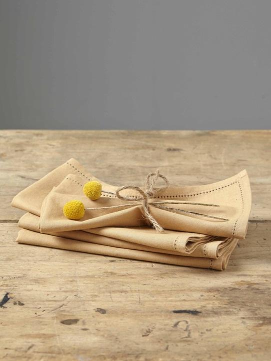 SERVIETTE DE TABLE LIN/COTON PAR LOT DE 4 jaune