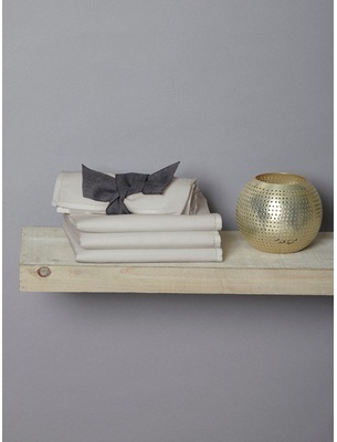 SERVIETTE POIS BRODÉS PAR LOT DE 4 gris clair