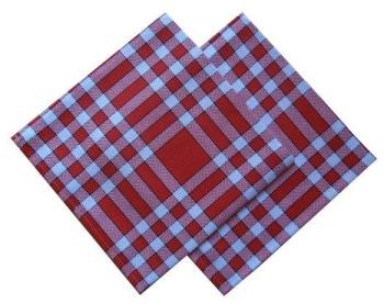 Lot de 2 serviettes de table carreaux normands - rouge Lot de 2 serviettes de table