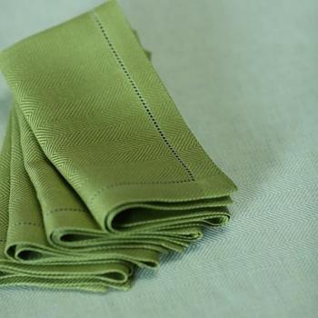 Serviette de table 100% lin Emilia Vert forêt 45X4