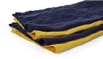 Faro, set de 4 serviettes 100% lin, bleu et jaune