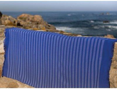 Foutah drap de plage 100% coton rayure bleu/blanc