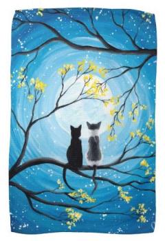 Lune lunatique avec des chats Linge De Cuisine