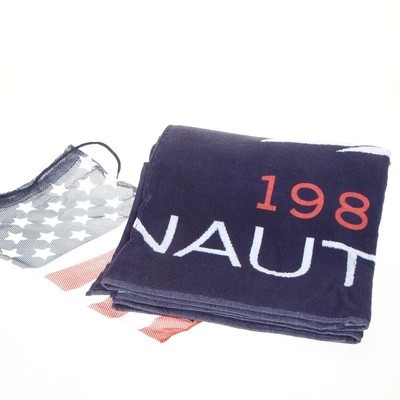 Serviette de plage NAUTICA, bleu marine Logo 1984