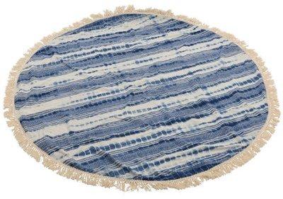 Drap de plage foutah rond en coton à frange motif