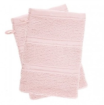 Lot de 2 Gants de Toilette 100% Coton Rose Dragée