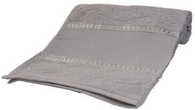 Serviette de toilette 70x140 gris broder sur toile Serviette de toilette 70x140