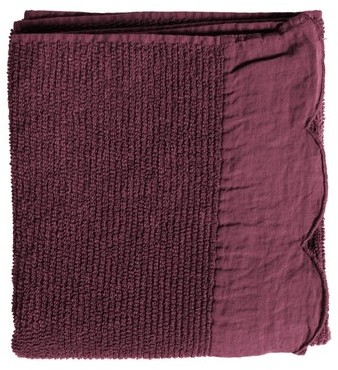 Serviette de toilette prune FRISE 55x90 cm (Lot de Serviette de toilette prune