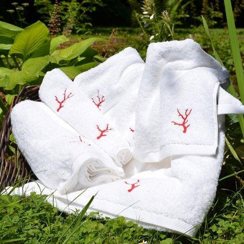 Serviette de bain brodée Corail