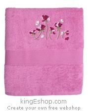 Drap de douche brodé Fleurs