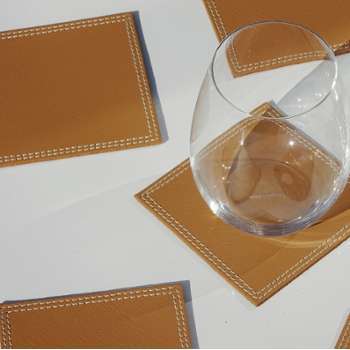 Sous verre Midipy en cuir camel Sous verre Midipy en cuir