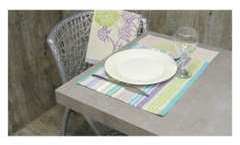 2 Sets de table rayé turquoise et mauve 2 Sets de table rayé turquoise