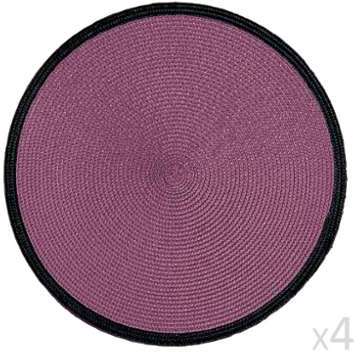 Lot de 4 Sets de Table Liseré Noir 38 cm Rose Lot de 4 Sets de Table Liseré