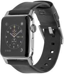Nomad Leather Strap Modern Noir/Argent - Bracelet
