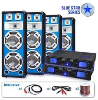 Pack sono DJ PA complet 4 x enceintes 2 x amplis câbles Pack sono DJ PA complet 4