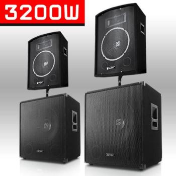 Pack Sono DJ PA 2x enceinte 2x subwoofer 46cm 1000