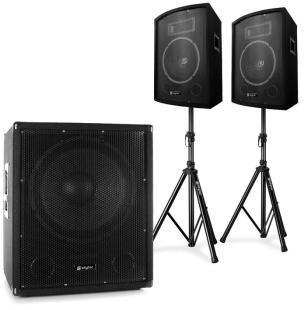 Set Skytec 2 1 Subwoofer actif paire enceintes et supports Set Skytec 2 1 Subwoofer actif