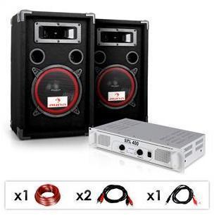 Set Sono DJ DJ-15 Ampli PA Enceintes Câbles 1000W Set Sono DJ DJ-15 Ampli PA