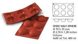 Moule silicone 6 demi-sphères 7cm Moule silicone 6 demi-sphères
