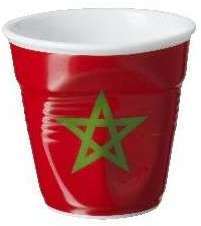 6 Gobelets froissés en porcelaine Drapeau Maroc -