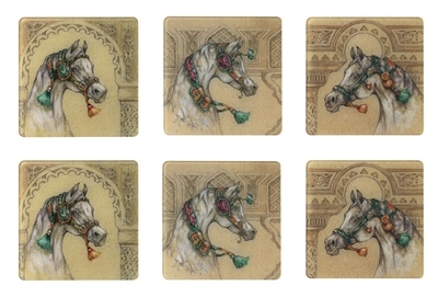 Coffret de 6 dessous de verre Chevaux du vent