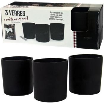 Set Lot 3 Verres Ardoise Revêtement Soft A Inscrire Set Lot 3 Verres Ardoise Revêtement