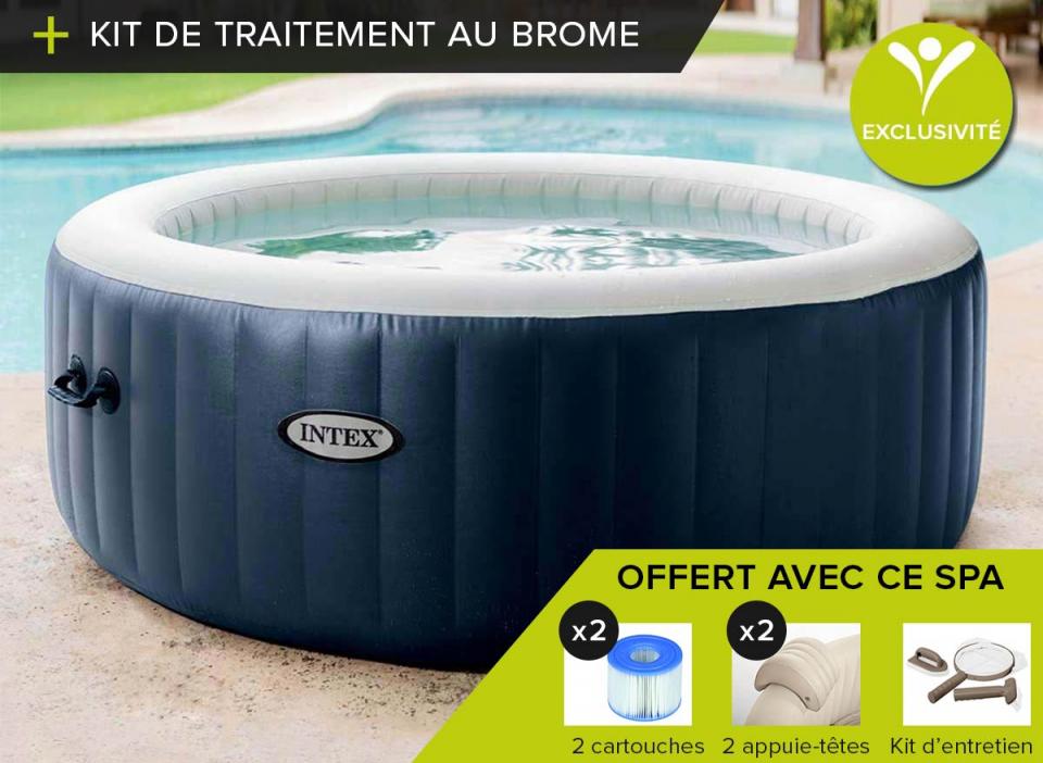 Spa gonflable Intex PureSpa rond Bulles 4 pl Bleu