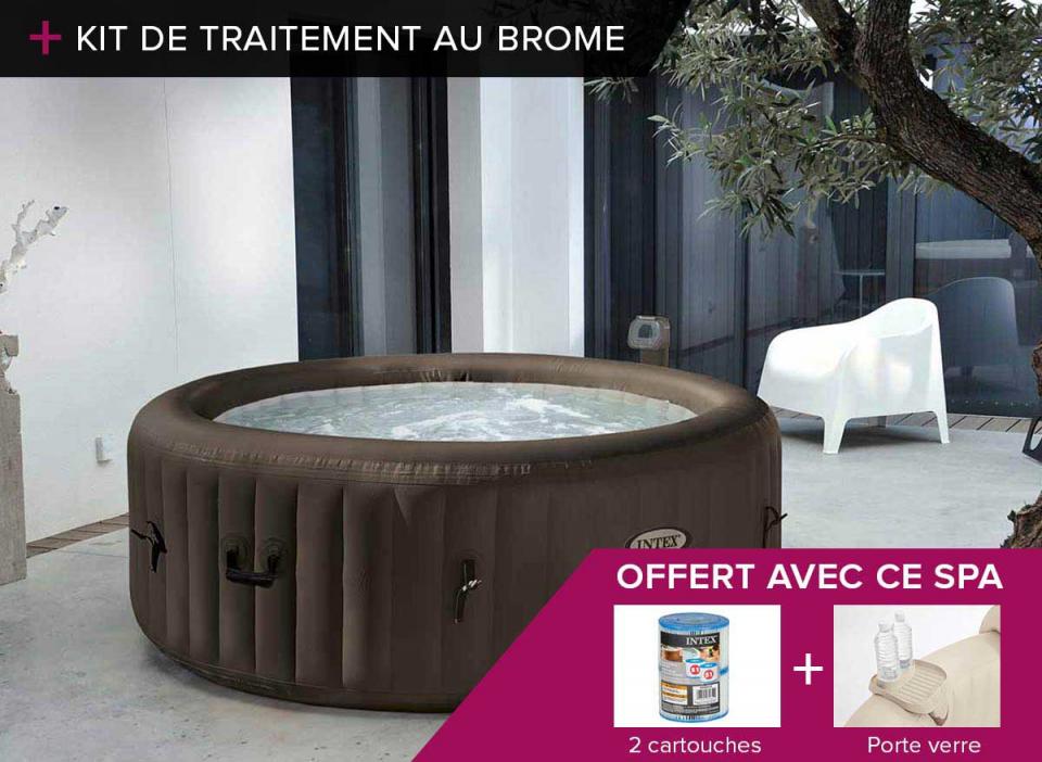 Spa gonflable Intex PureSpa rond à jets 4 pl + Kit