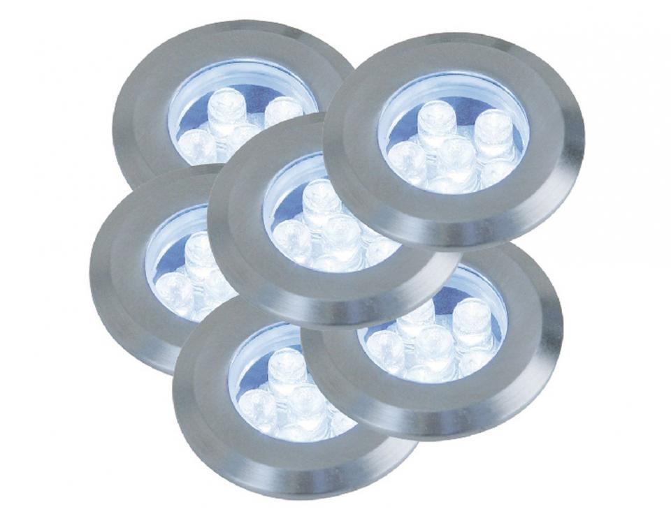 Lot de 6 spots Inox encastrés LIMNOS Led iP67 Eco