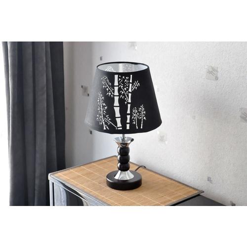 Lampe abat-jour noir style bambou asiatique