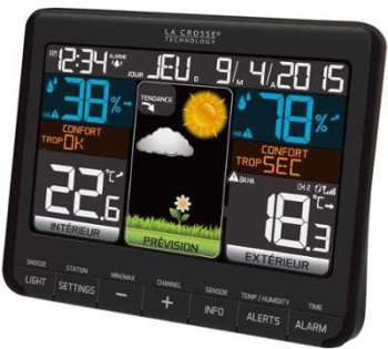 Station Météo Thermo hygro LCD Couleur alarmes prise Station Météo Thermo hygro