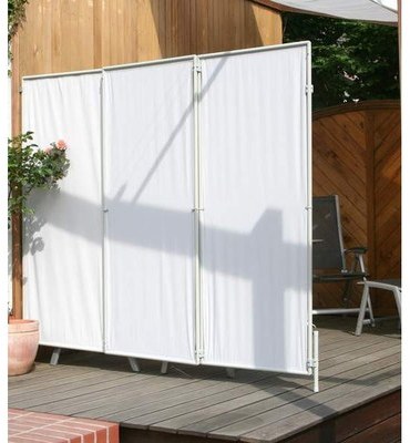 Paravent 3 panneaux pliables gris clair de 170x70