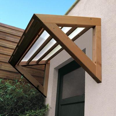 Auvent porte dentrée en épicéa et polycarbonate 1