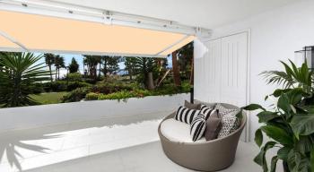 Store vertical extérieur brise vue avec coffre - B