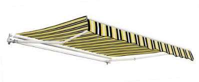 Store Banne Budget Manuel - Rayures Jaunes et Gris