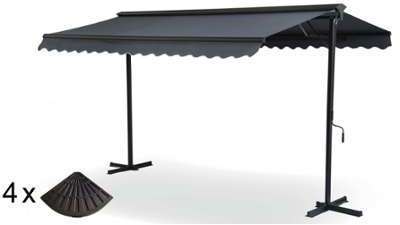 Store banne double pente et dalles de lestage Store banne double pente et