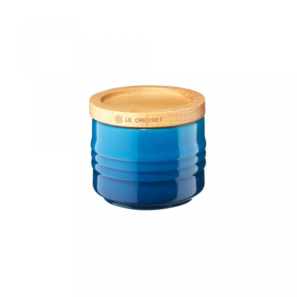 Le Creuset - Sucrier avec couvercle en bois - bleu