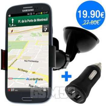 Pack Support Voiture Chargeur Allume-cigare USB p Apple Pack Support Voiture Chargeur