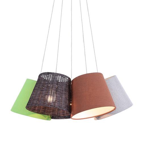 Suspension Lenius - Tissu / Rotin - 5 ampoules
