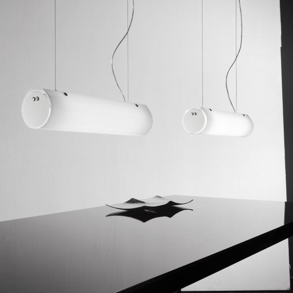 Suspension Tub-O - Verre / Métal Blanc 2 ampoules