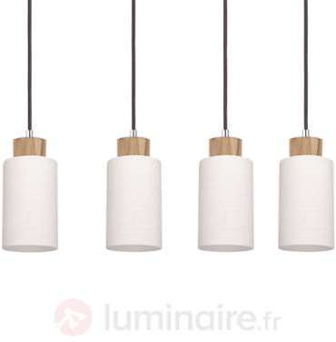 Suspension allongée Bosco chêne huilé 4 lampes